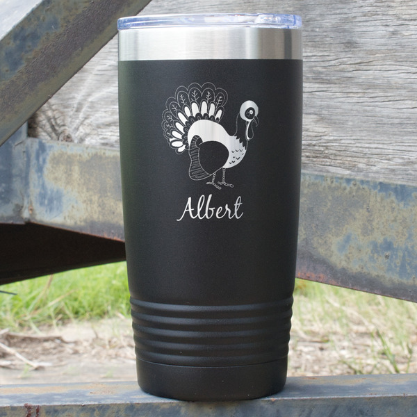 Custom Old Fashioned Thanksgiving 20 oz Stainless Steel Tumbler - Black - Single Sided (Personalized)