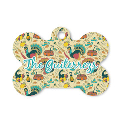 Old Fashioned Thanksgiving Bone Shaped Dog ID Tag - Small (Personalized)