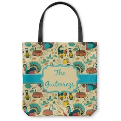 Old Fashioned Thanksgiving Canvas Tote Bag - Large - 18"x18" (Personalized)