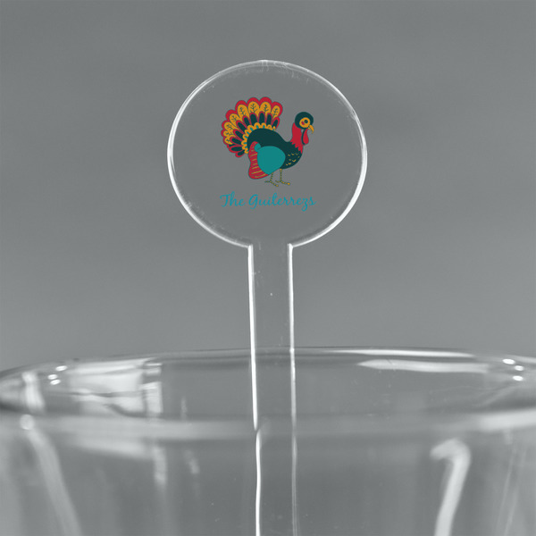 Custom Old Fashioned Thanksgiving 7" Round Plastic Stir Sticks - Clear (Personalized)