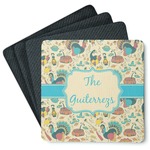 Old Fashioned Thanksgiving Square Rubber Backed Coasters - Set of 4 (Personalized)