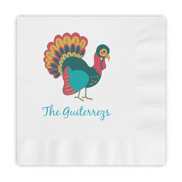 Custom Old Fashioned Thanksgiving Embossed Decorative Napkins (Personalized)