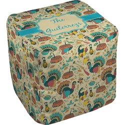 Old Fashioned Thanksgiving Cube Pouf Ottoman - 18" (Personalized)