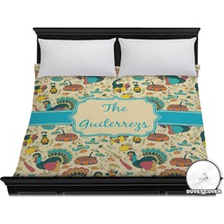 Old Fashioned Thanksgiving Duvet Cover - King (Personalized)