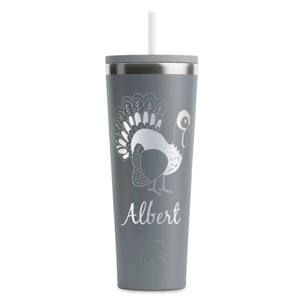 Custom Old Fashioned Thanksgiving RTIC Everyday Tumbler with Straw - 28oz - Grey - Single-Sided (Personalized)