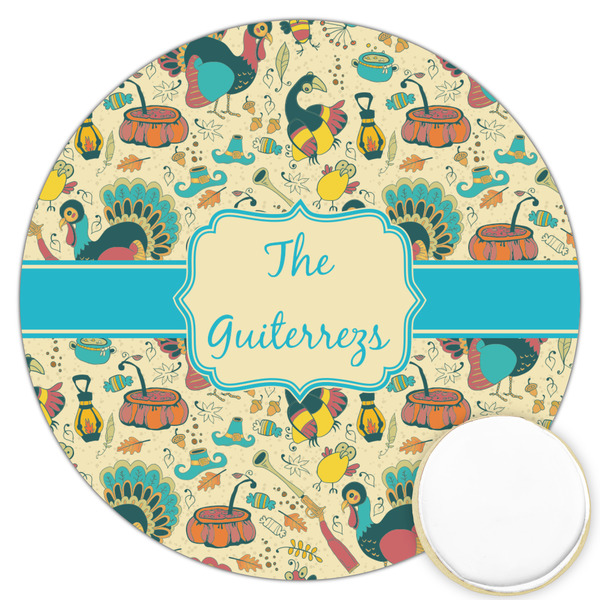 Custom Old Fashioned Thanksgiving Printed Cookie Topper - 3.25" (Personalized)