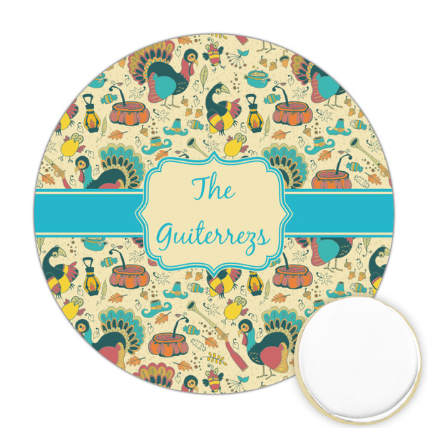 Custom Old Fashioned Thanksgiving Printed Cookie Topper - Round (Personalized)