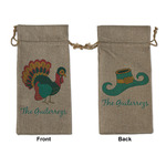 Old Fashioned Thanksgiving Large Burlap Gift Bag - Front & Back (Personalized)