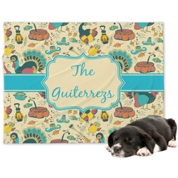 Old Fashioned Thanksgiving Dog Blanket - Large (Personalized)