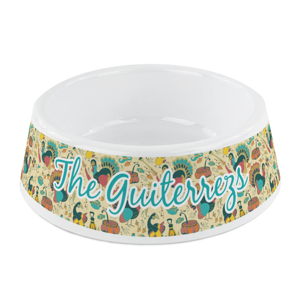 Custom Old Fashioned Thanksgiving Plastic Dog Bowl - Small (Personalized)