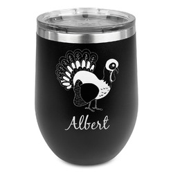 Old Fashioned Thanksgiving Stemless Stainless Steel Wine Tumbler - Black - Single Sided (Personalized)