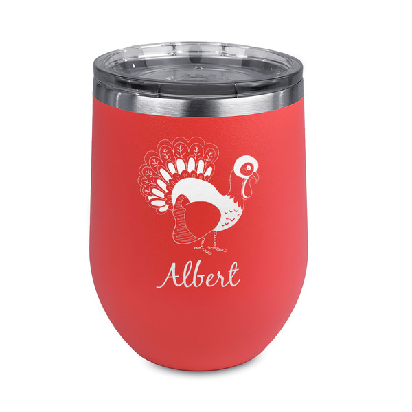 Custom Old Fashioned Thanksgiving Stemless Stainless Steel Wine Tumbler - Coral - Double Sided (Personalized)