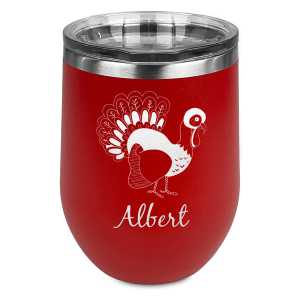 Custom Old Fashioned Thanksgiving Stemless Stainless Steel Wine Tumbler - Red - Double Sided (Personalized)