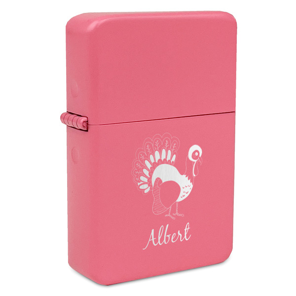 Custom Old Fashioned Thanksgiving Windproof Lighter - Pink - Double Sided & Lid Engraved (Personalized)