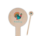 Old Fashioned Thanksgiving 6" Round Wooden Food Picks - Double Sided (Personalized)