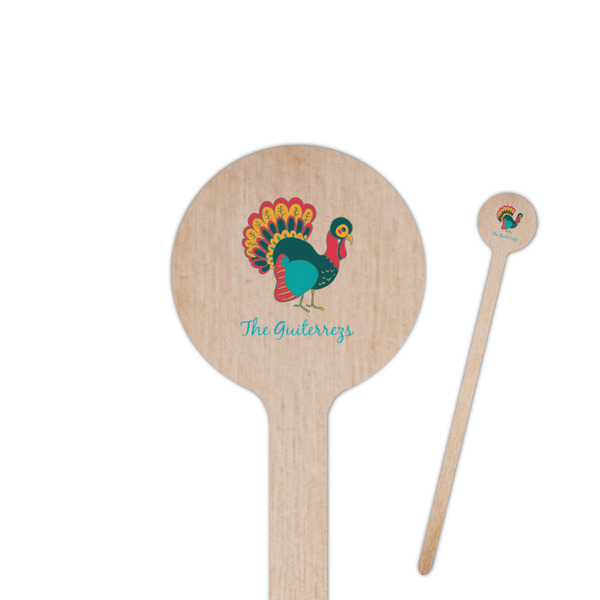 Custom Old Fashioned Thanksgiving 7.5" Round Wooden Stir Sticks - Double Sided (Personalized)