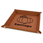 Pumpkins Faux Leather Dice Tray - 9" x 9" - Rawhide (Personalized)