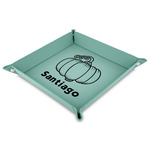 Pumpkins Faux Leather Dice Tray - 9" x 9"  - Teal (Personalized)