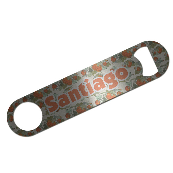 Custom Pumpkins Bar Bottle Opener - Silver w/ Name or Text