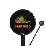 Pumpkins 5.5" Round Plastic Stir Sticks - Black - Single Sided (Personalized)