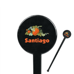 Pumpkins 7" Round Plastic Stir Sticks - Black - Single Sided (Personalized)