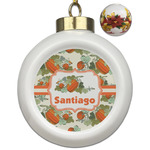 Pumpkins Ceramic Ball Ornaments - Poinsettia Garland (Personalized)