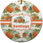 Pumpkins Round Ceramic Ornament w/ Name or Text