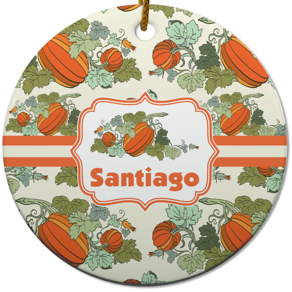 Custom Pumpkins Round Ceramic Ornament w/ Name or Text