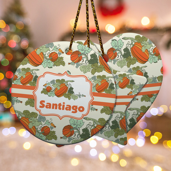 Custom Pumpkins Ceramic Ornament w/ Name or Text