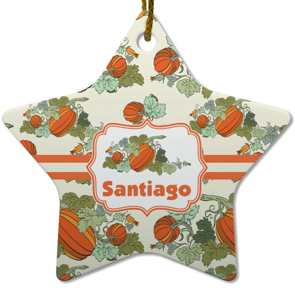 Custom Pumpkins Star Ceramic Ornament w/ Name or Text