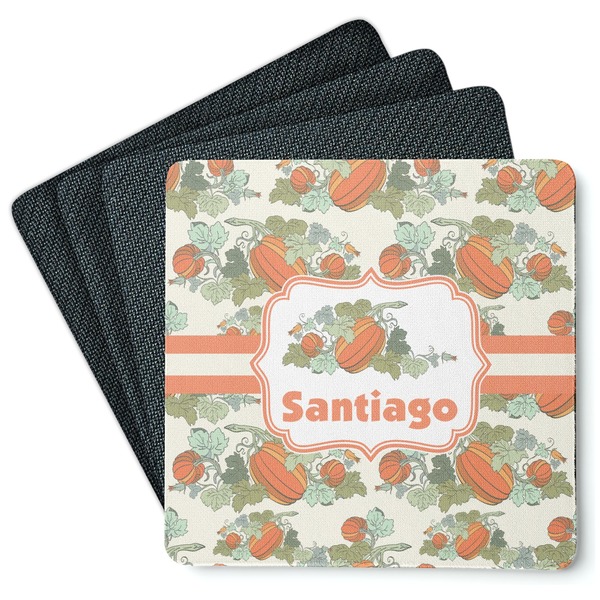 Custom Pumpkins Square Rubber Backed Coasters - Set of 4 (Personalized)