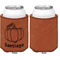 Pumpkins Cognac Leatherette Can Sleeve - Single Sided Front and Back