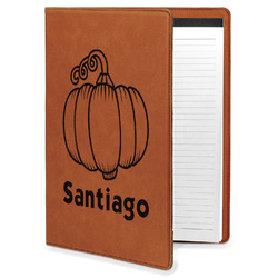 Pumpkins Leatherette Portfolio with Notepad - Large - Single Sided (Personalized)