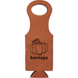 Pumpkins Leatherette Wine Tote - Single Sided (Personalized)