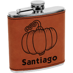 Pumpkins Leatherette Wrapped Stainless Steel Flask (Personalized)