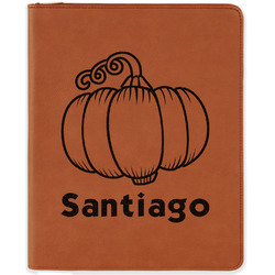 Pumpkins Leatherette Zipper Portfolio with Notepad - Single Sided (Personalized)