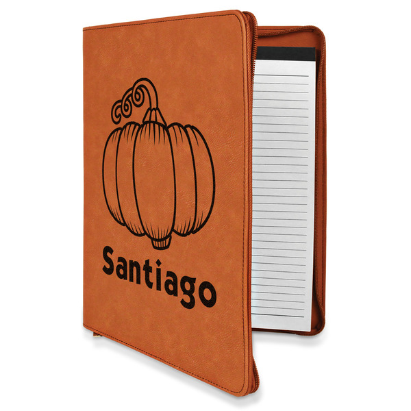 Custom Pumpkins Leatherette Zipper Portfolio with Notepad - Single Sided (Personalized)