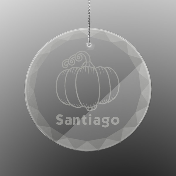 Custom Pumpkins Engraved Glass Ornament - Round (Personalized)