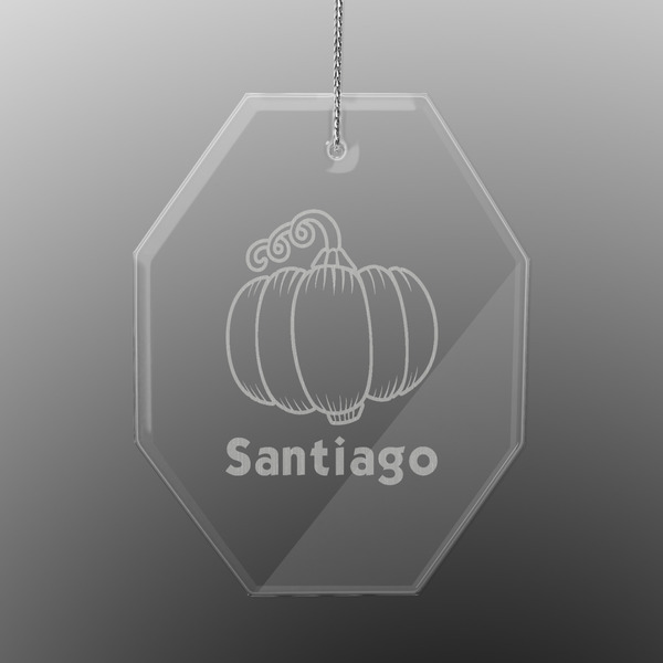 Custom Pumpkins Engraved Glass Ornament - Octagon (Personalized)