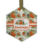 Pumpkins Flat Glass Ornament - Hexagon w/ Name or Text