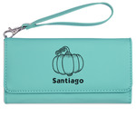 Pumpkins Ladies Leatherette Wallet - Laser Engraved- Teal (Personalized)