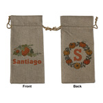 Pumpkins Large Burlap Gift Bag - Front & Back (Personalized)