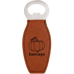 Pumpkins Leatherette Bottle Opener - Double Sided (Personalized)