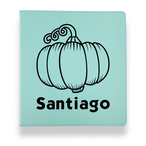 Custom Pumpkins Leather Binder - 1" - Teal (Personalized)