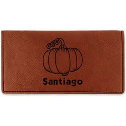 Pumpkins Leatherette Checkbook Holder - Double Sided (Personalized)