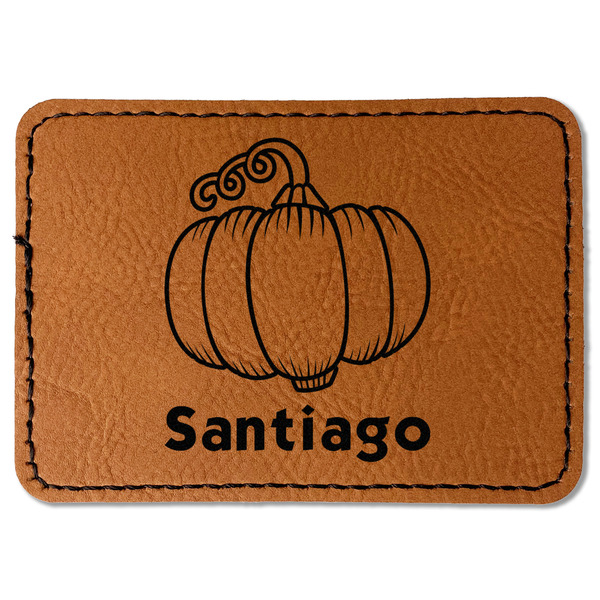 Custom Pumpkins Faux Leather Iron On Patch - Rectangle (Personalized)