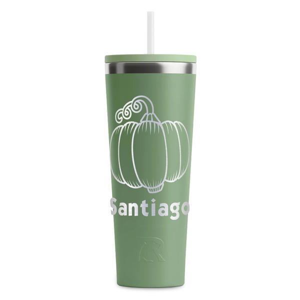 Custom Pumpkins RTIC Everyday Tumbler with Straw - 28oz - Light Green - Double-Sided (Personalized)