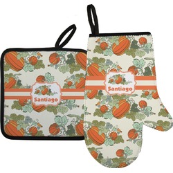 Pumpkins Right Oven Mitt & Pot Holder Set w/ Name or Text