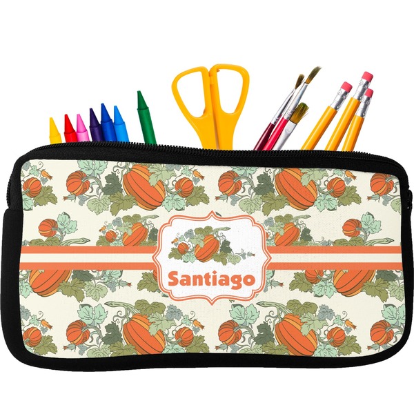 Custom Pumpkins Neoprene Pencil Case - Small w/ Name or Text