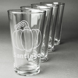 Pumpkins Pint Glasses - Engraved (Set of 4) (Personalized)